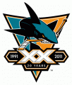 San Jose Sharks 2010 11 Anniversary Logo 04 Iron On Transfer