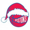 Detroit Pistons Basketball Christmas hat logo Print Decal