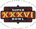 Super Bowl XXXVI Unused Logo Iron On Transfer