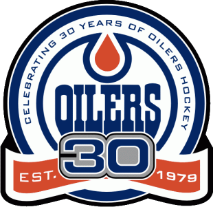 Edmonton Oiler 2008 09 Anniversary Logo Iron On Transfer
